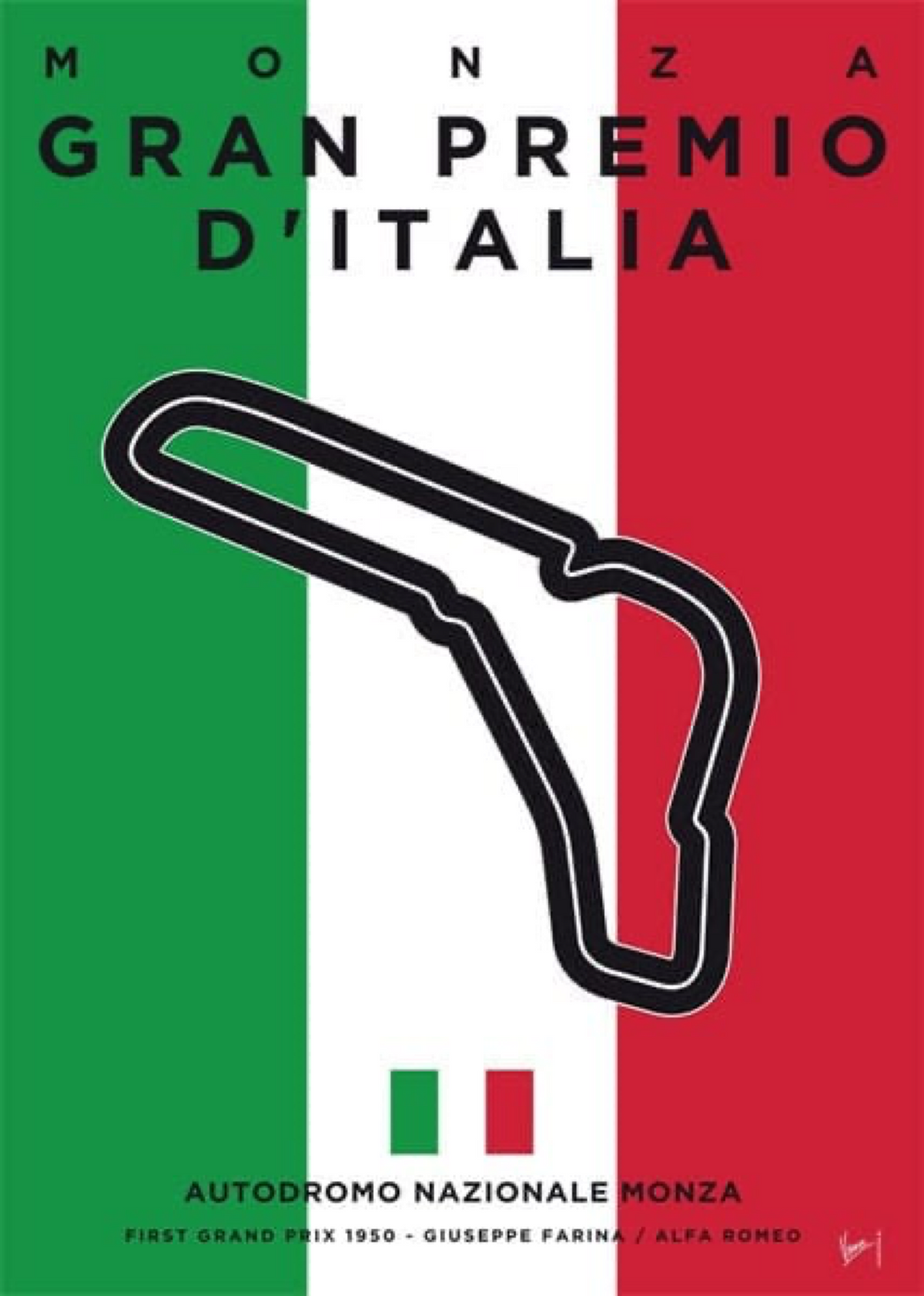 Poster Formel 1 Rennstrecke Länder Flaggen · Deko Print ohne Rahmen