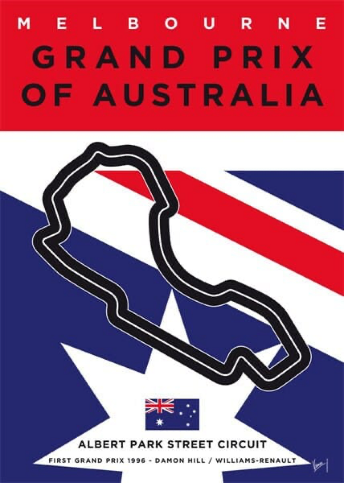 Poster Formel 1 Rennstrecke Länder Flaggen · Deko Print ohne Rahmen
