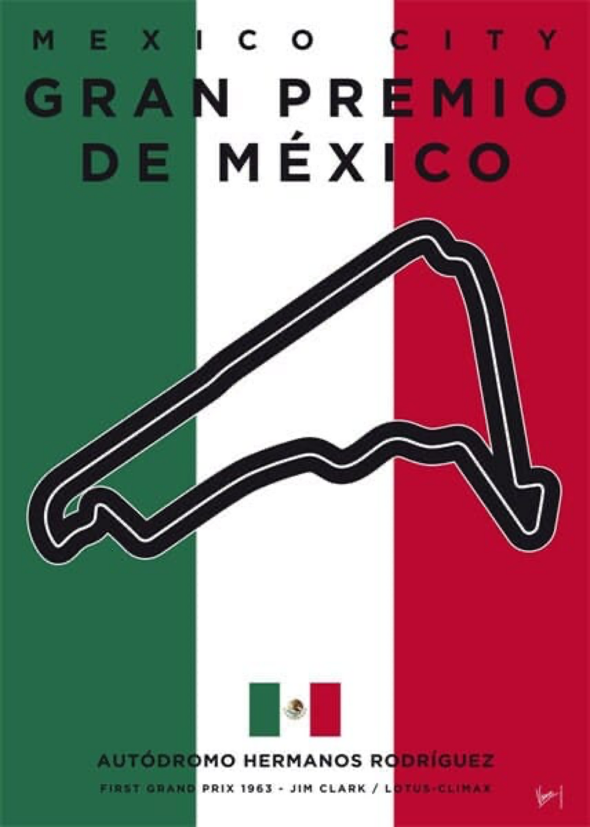 Poster Formel 1 Rennstrecke Länder Flaggen · Deko Print ohne Rahmen