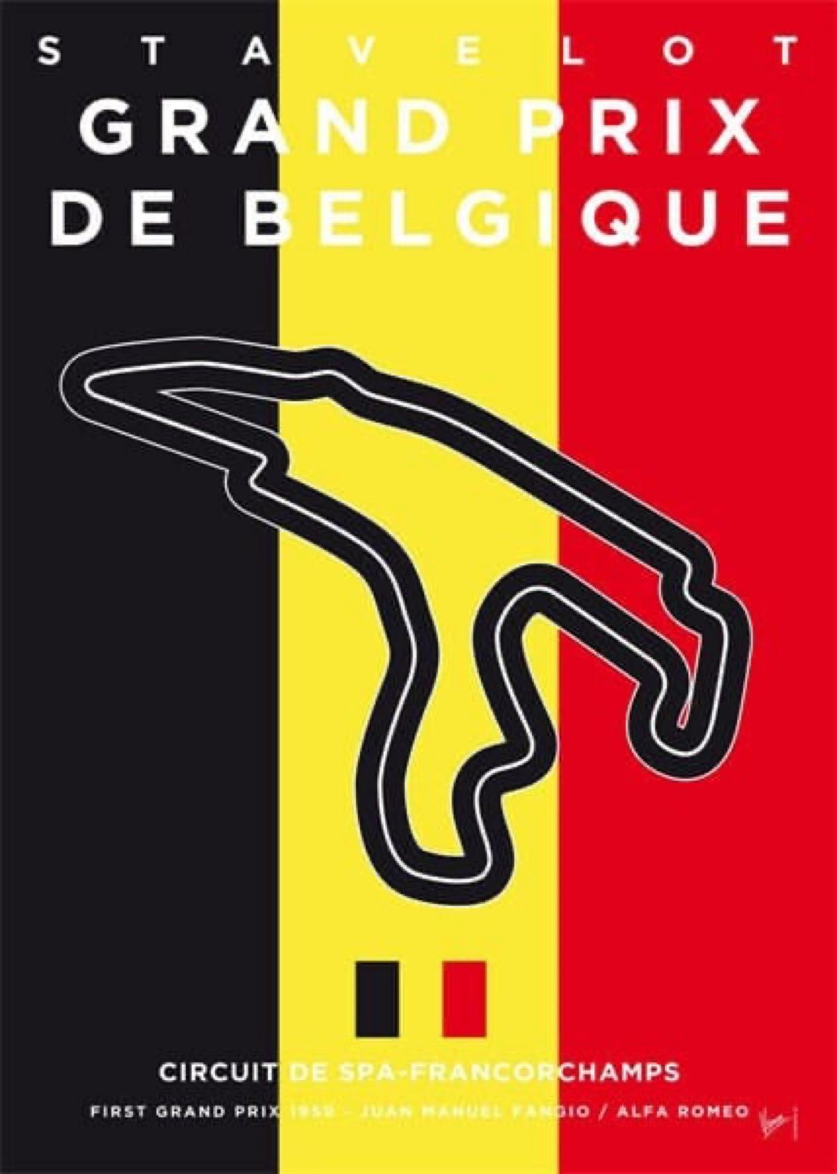 Poster Formel 1 Rennstrecke Länder Flaggen · Deko Print ohne Rahmen