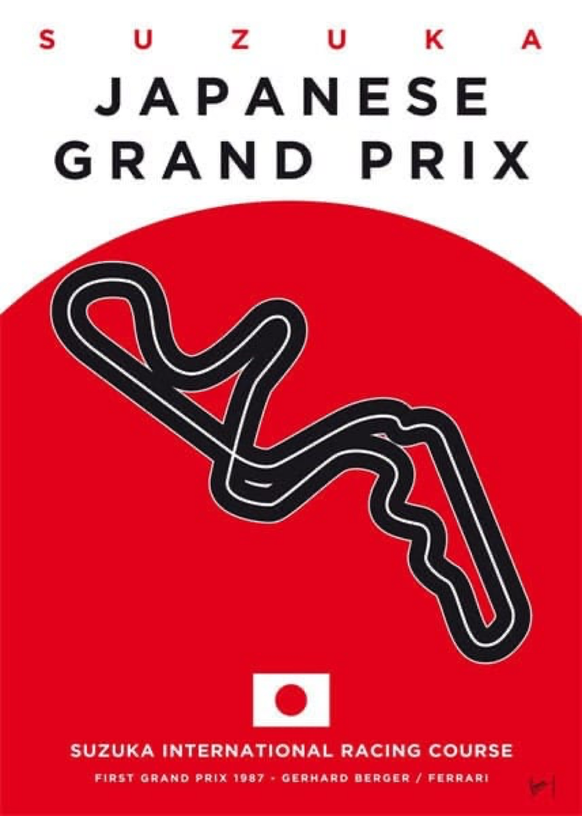 Poster Formel 1 Rennstrecke Länder Flaggen · Deko Print ohne Rahmen