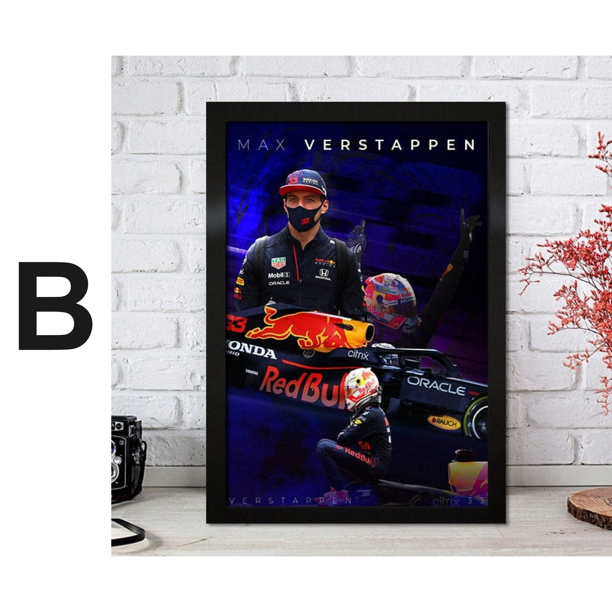 Poster Formel 1 Max Verstappen Rennfahrer Helm Rennwagen Red Bull · Deko Print ohne Rahmen