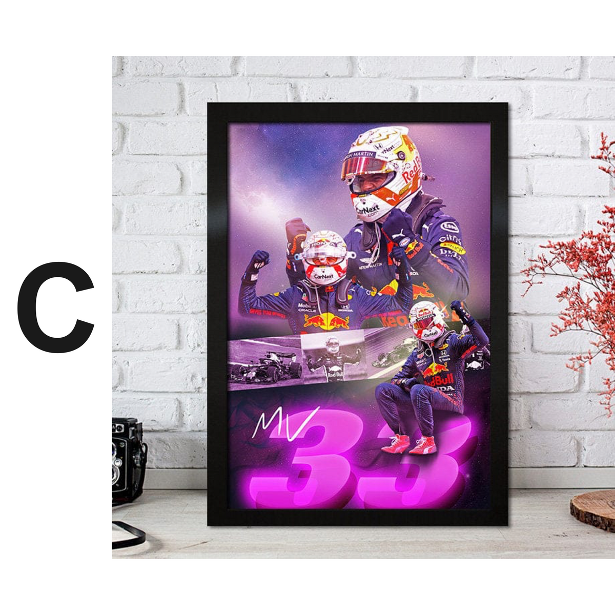 Poster Formel 1 Max Verstappen Rennfahrer Helm Rennwagen Red Bull · Deko Print ohne Rahmen