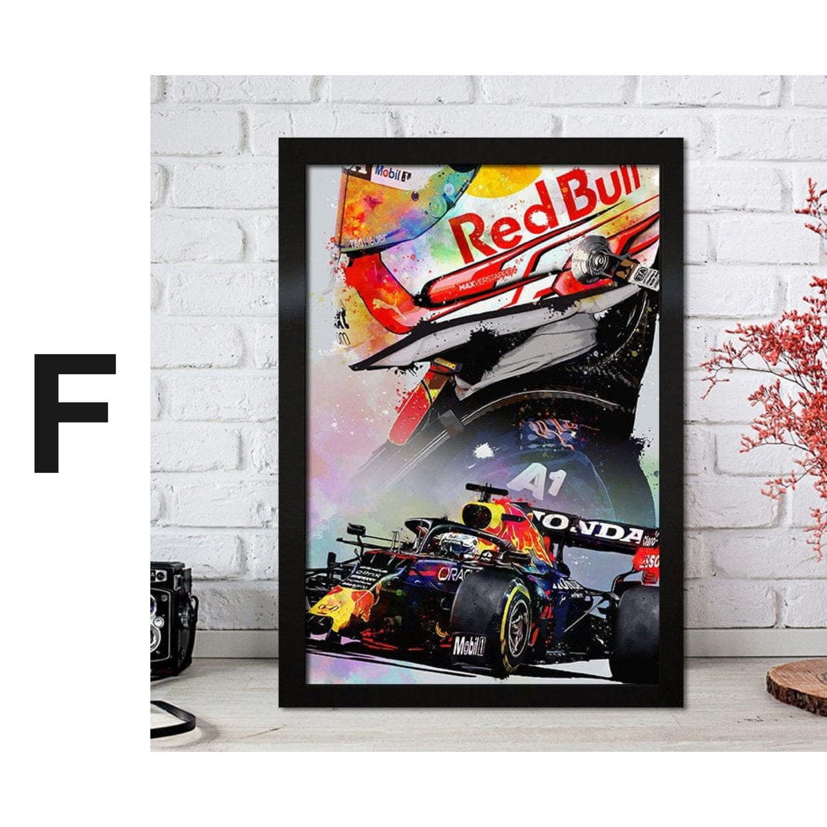Poster Formel 1 Max Verstappen Rennfahrer Helm Rennwagen Red Bull · Deko Print ohne Rahmen