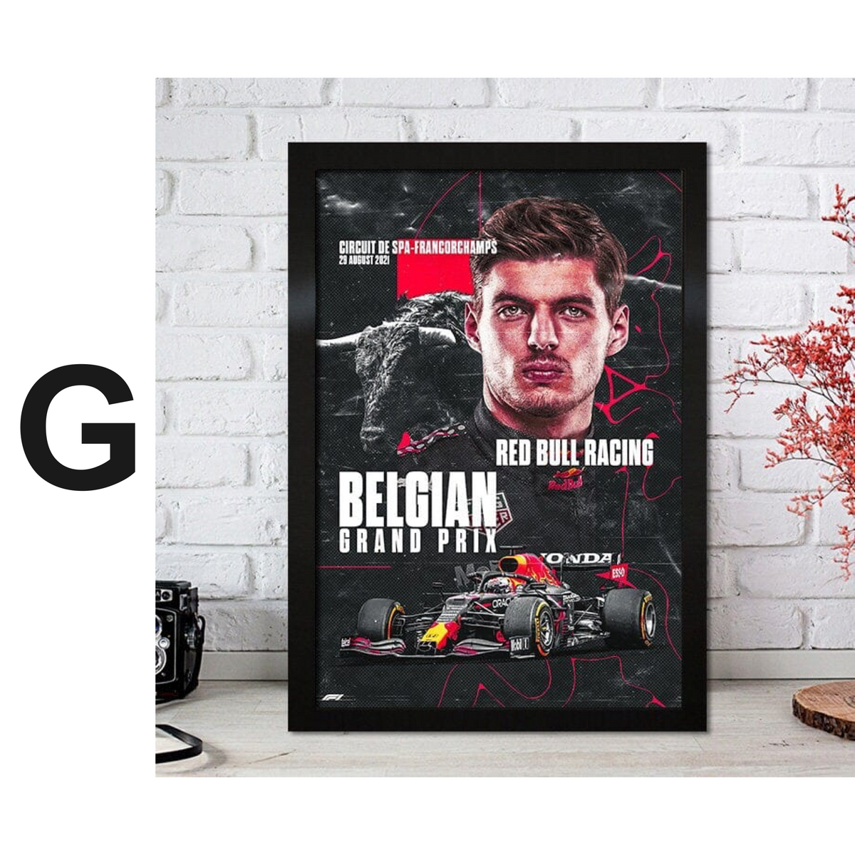 Poster Formel 1 Max Verstappen Rennfahrer Helm Rennwagen Red Bull · Deko Print ohne Rahmen