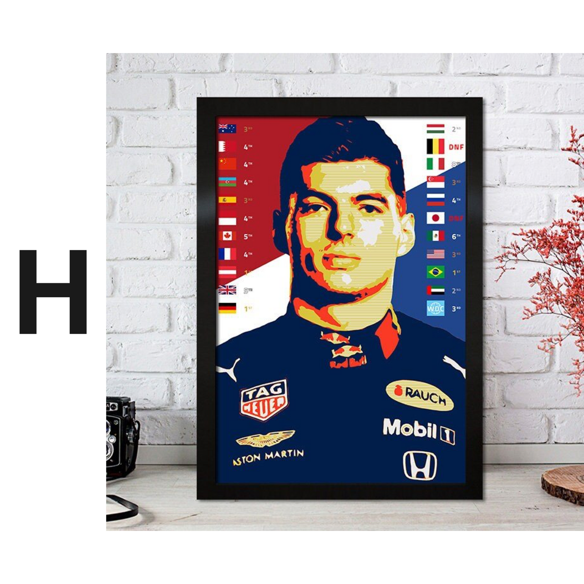 Poster Formel 1 Max Verstappen Rennfahrer Helm Rennwagen Red Bull · Deko Print ohne Rahmen