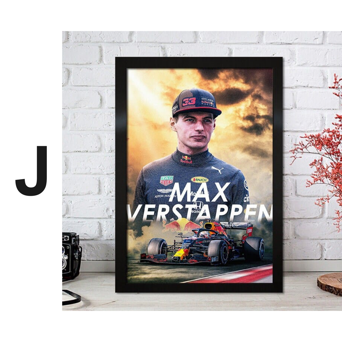 Poster Formel 1 Max Verstappen Rennfahrer Helm Rennwagen Red Bull · Deko Print ohne Rahmen