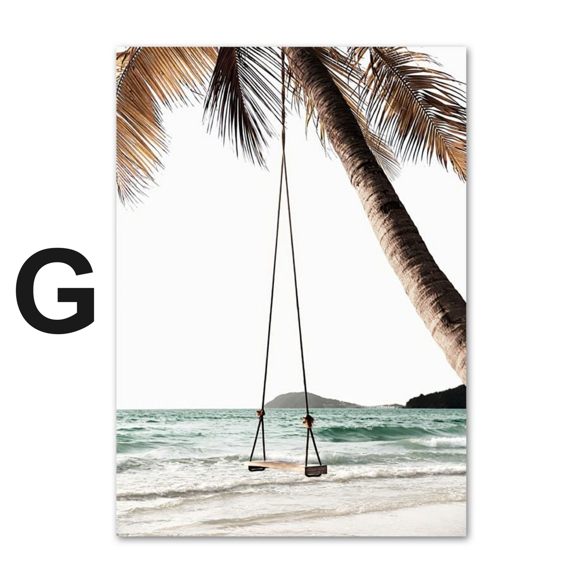 Poster Meer Blätter Überwasser Bungalow Strandschaukel · Wandbilder Wohnzimmer & Schlafzimmer ·  Deko Print Bilder · ohne Rahmen