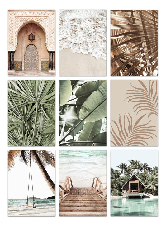 Poster Meer Blätter Überwasser Bungalow Strandschaukel · Wandbilder Wohnzimmer & Schlafzimmer ·  Deko Print Bilder · ohne Rahmen
