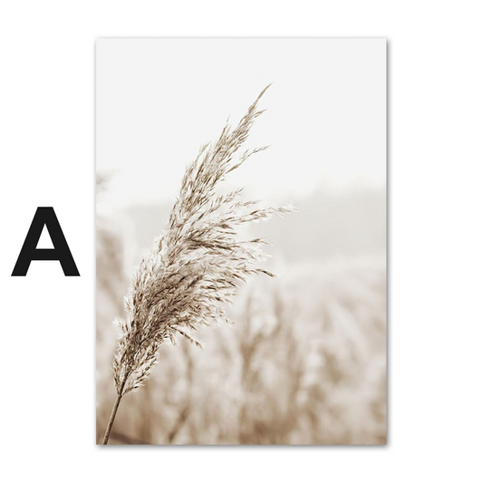 Poster Meer Pampasgras Beige Gold · Wandbilder Wohnzimmer & Schlafzimmer ·  Deko Print Bilder · ohne Rahmen