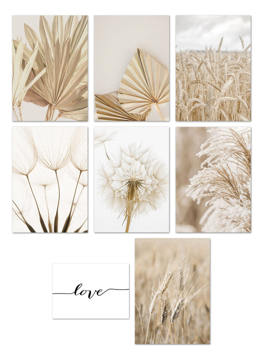 Poster Pampasgras Beige Liebe · Wandbilder Wohnzimmer & Schlafzimmer ·  Deko Print Bilder · ohne Rahmen