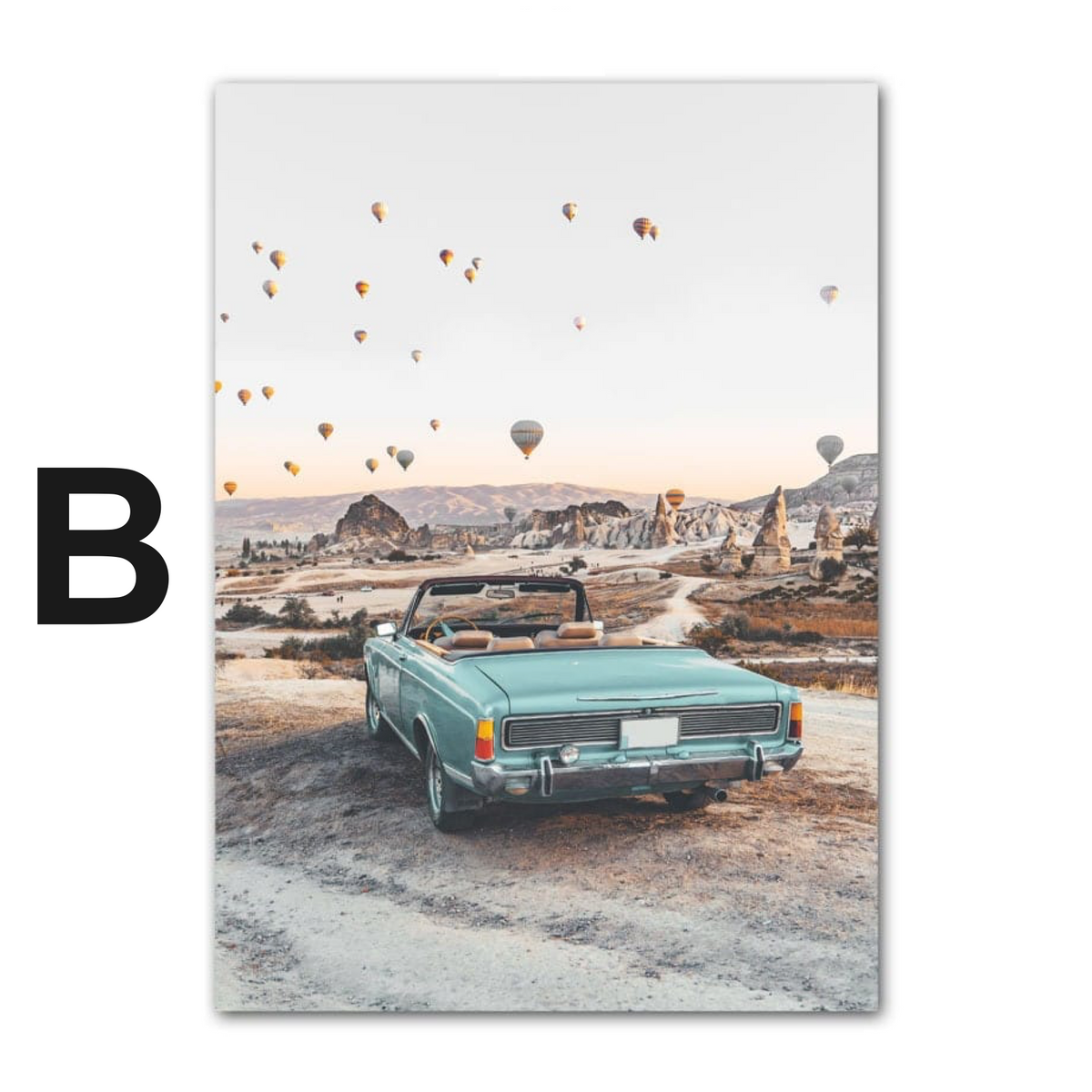Poster Strand Burg Heißluftballon Buggy Abenteuer Zitat · Wandbilder Wohnzimmer & Schlafzimmer ·  Deko Print Bilder · ohne Rahmen