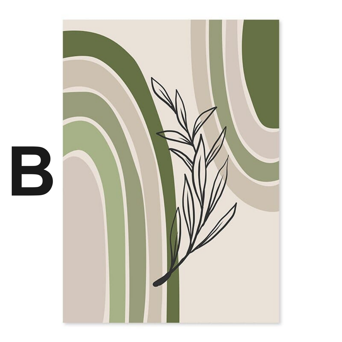 Poster Blätter Boho Geometrische Formen Grün | Bilder Wohnzimmer | Wandbilder Schlafzimmer | Deko Print ohne Rahmen | Bilder  Kunstdruck