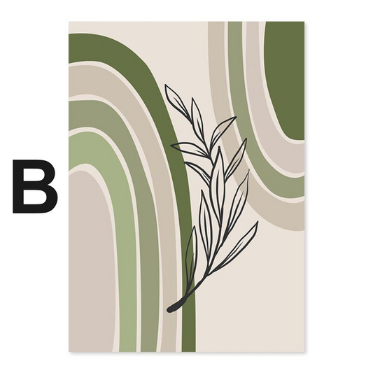 Poster Blätter Boho Geometrische Formen Grün | Bilder Wohnzimmer | Wandbilder Schlafzimmer | Deko Print ohne Rahmen | Bilder  Kunstdruck