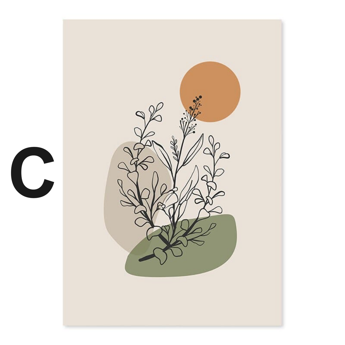 Poster Blätter Boho Geometrische Formen Grün | Bilder Wohnzimmer | Wandbilder Schlafzimmer | Deko Print ohne Rahmen | Bilder  Kunstdruck
