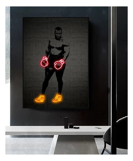 Poster Mike Tyson Neon Boxhandschuhe · Gym · Wohnzimmer Bilder · Trainingszimmer Bilder · Deko Print · ohne Rahmen