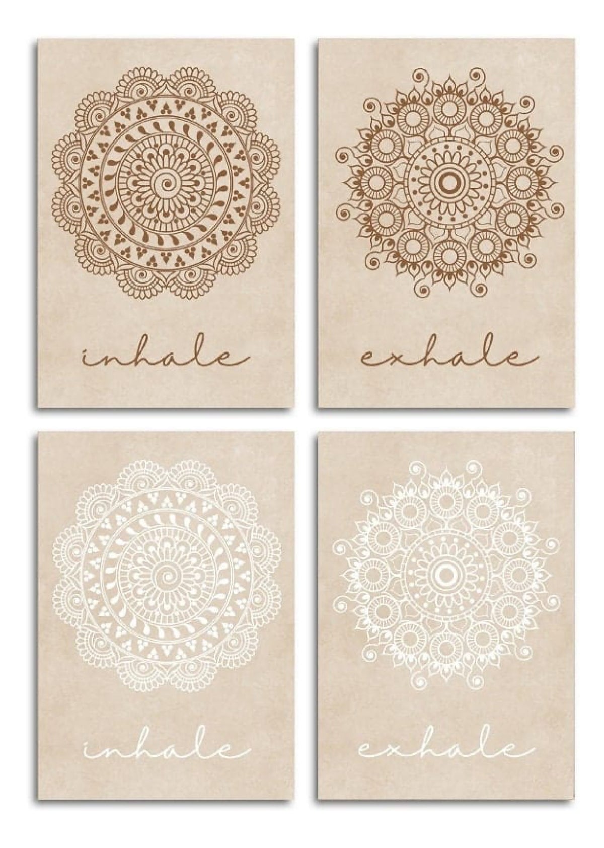 Poster Yoga Einatmen Ausatmen Mandala · Wohnzimmer Bilder · Schlafzimmer Bilder · Wand Deko Print · ohne Rahmen