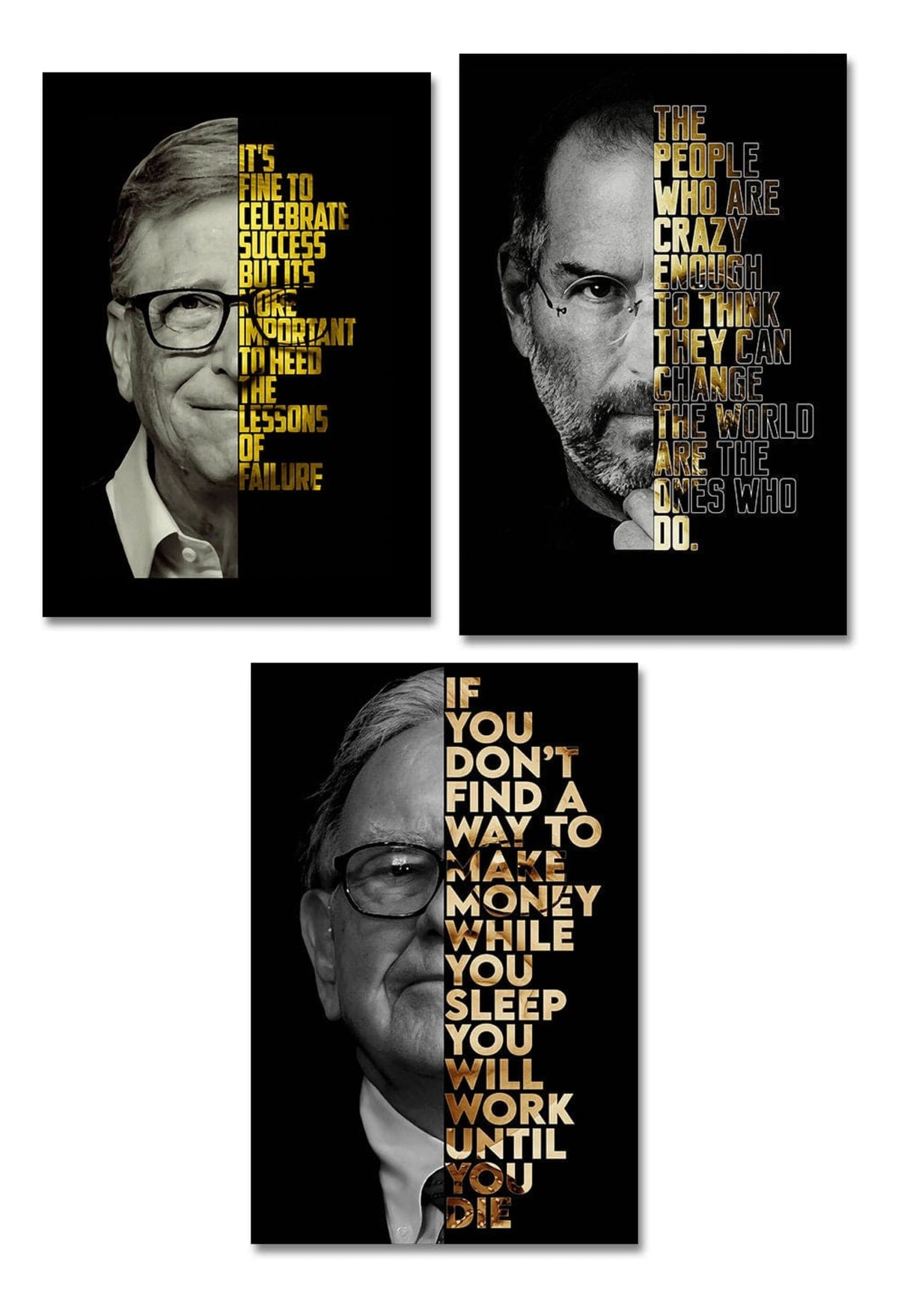 Poster Motivation Zitate Bill Gates Warren Buffet Steve Jobs ·  Wand Deko Print  · ohne Rahmen