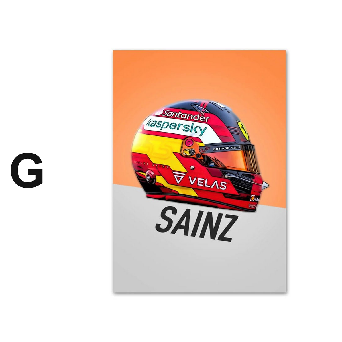Poster Formel 1 Rennwagen Helm Rennfahrername · Deko Print ohne Rahmen