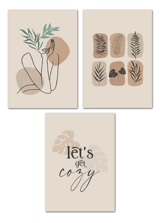 Poster Boho lets go cozy | Bilder Wohnzimmer | Wandbilder Schlafzimmer | Deko Print ohne Rahmen | Bilder  Kunstdruck