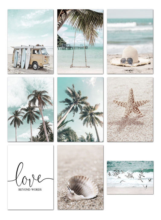 Poster Surfbrett Strand Buggy Palmen Meer · Wandbilder Wohnzimmer & Schlafzimmer ·  Wand Deko · Kunst Druck · ohne Rahmen