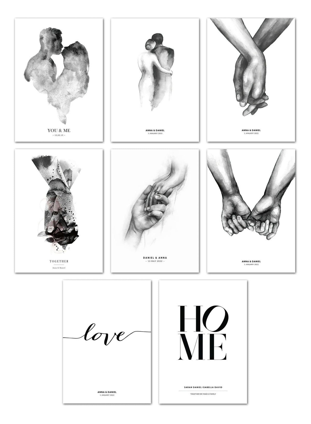 Poster Hochzeit Liebespaar Name Personalisiert · Wohnzimmer Bilder · Schlafzimmer Bilder · Wand Deko · Kunst Print · ohne Rahmen