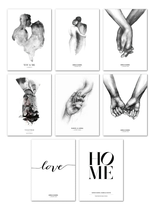 Poster Hochzeit Liebespaar Name Personalisiert · Wohnzimmer Bilder · Schlafzimmer Bilder · Wand Deko · Kunst Print · ohne Rahmen