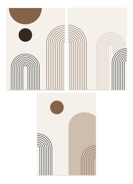 Poster Boho Abtrakt Bogen Linien   | Bilder Wohnzimmer | Wandbilder Schlafzimmer | Deko Print ohne Rahmen | Bilder  Kunstdruck