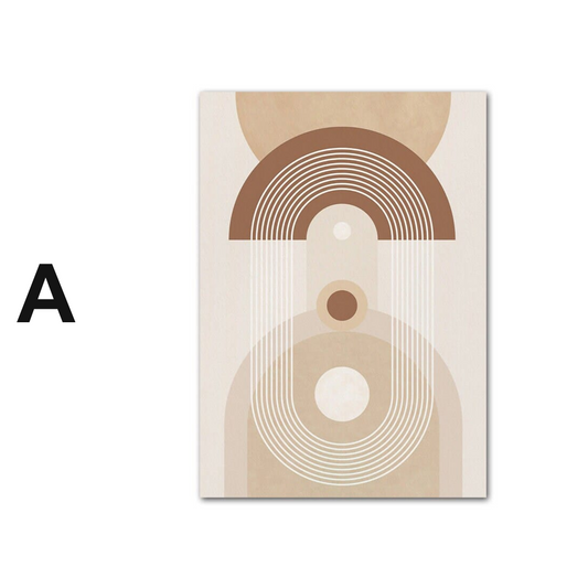 Poster Boho Abtrakt Kreis Linien Beige Braun  | Bilder Wohnzimmer | Wandbilder Schlafzimmer | Deko Print ohne Rahmen | Bilder  Kunstdruck