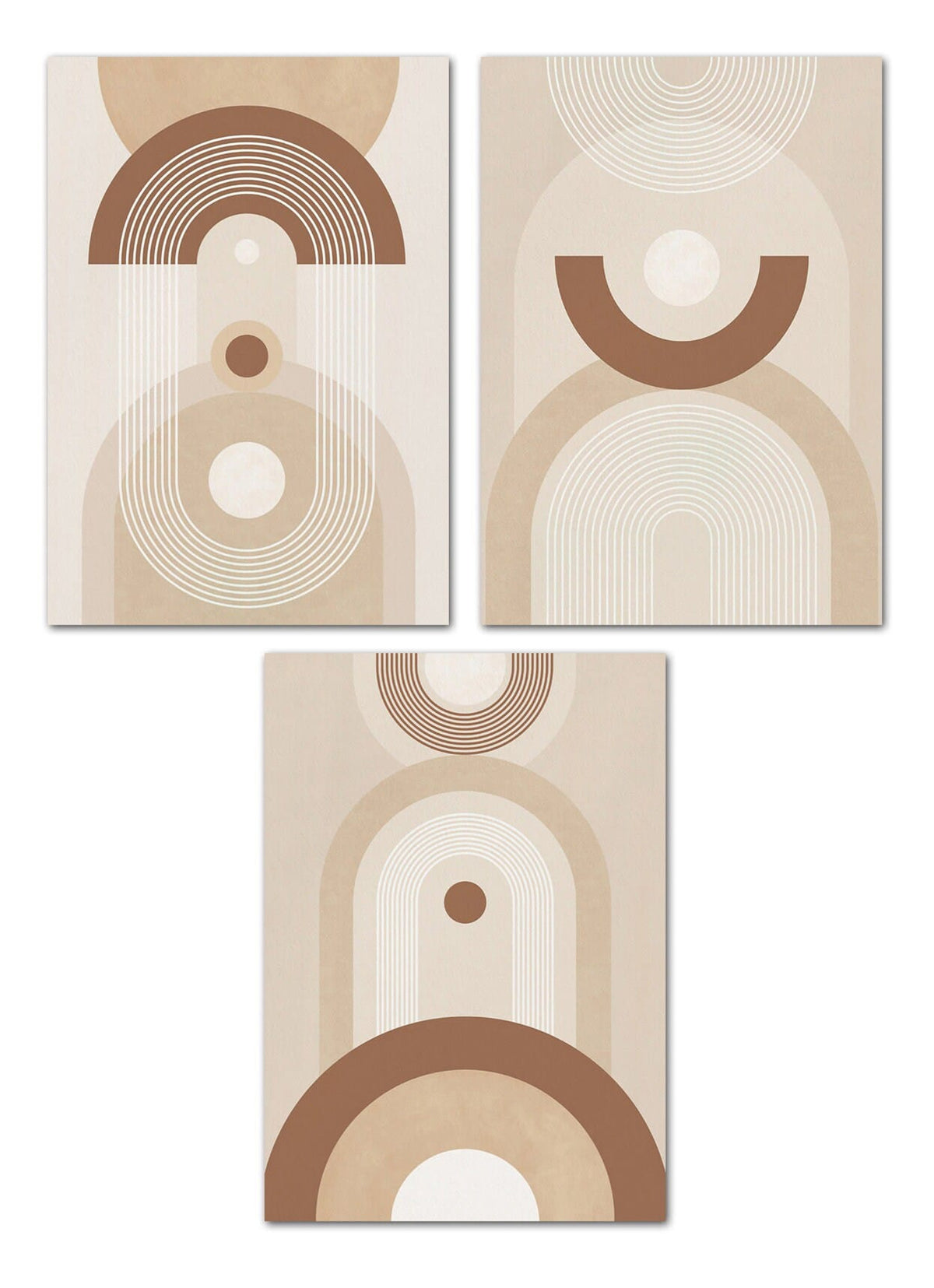 Poster Boho Abtrakt Kreis Linien Beige Braun  | Bilder Wohnzimmer | Wandbilder Schlafzimmer | Deko Print ohne Rahmen | Bilder  Kunstdruck