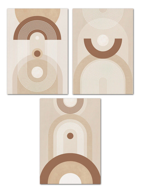 Poster Boho Abtrakt Kreis Linien Beige Braun  | Bilder Wohnzimmer | Wandbilder Schlafzimmer | Deko Print ohne Rahmen | Bilder  Kunstdruck