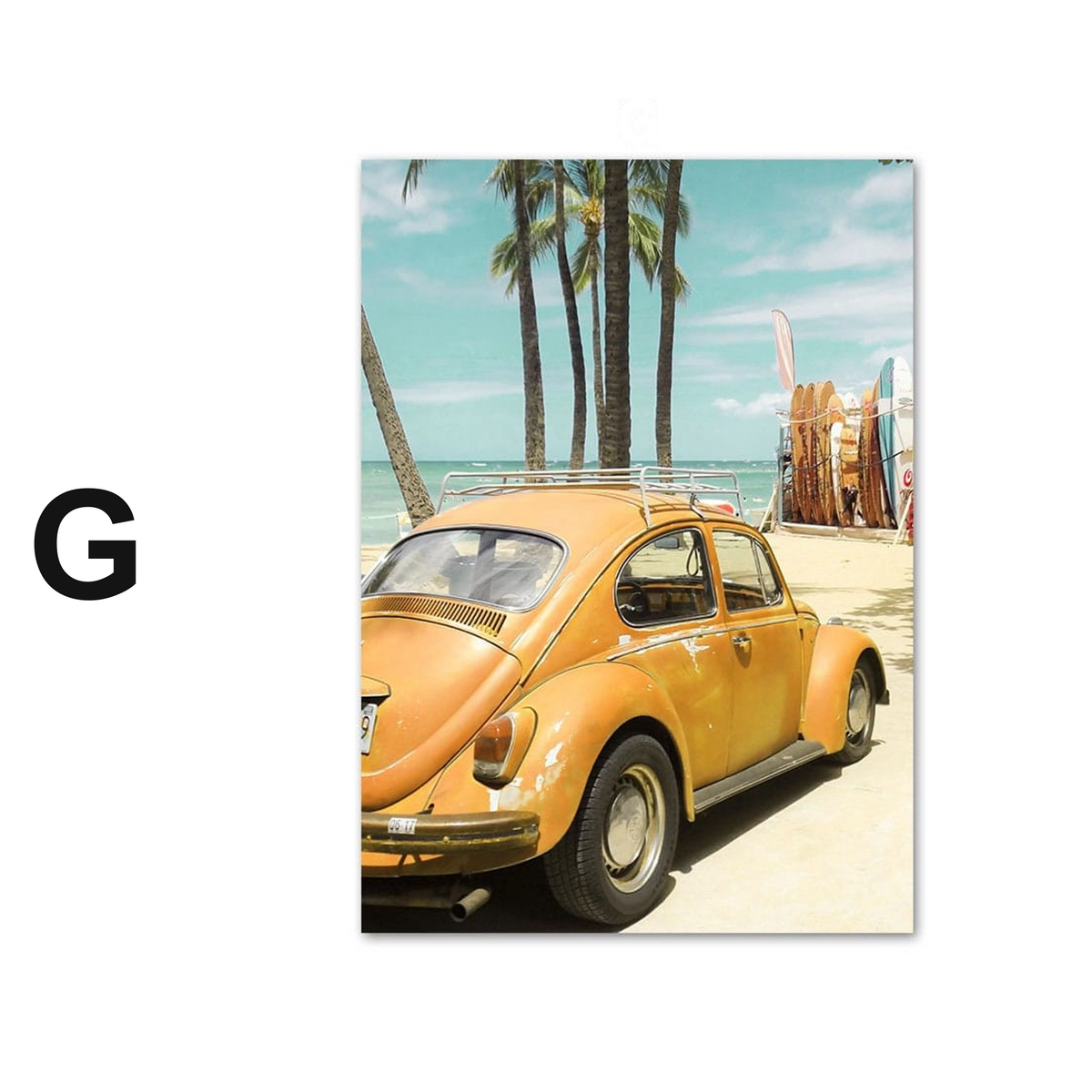 Poster Palmen Strand Muscheln Käfer Surfbretter Ananas · Wandbilder Wohnzimmer & Schlafzimmer ·  Wand Deko · Kunst Druck · ohne Rahmen