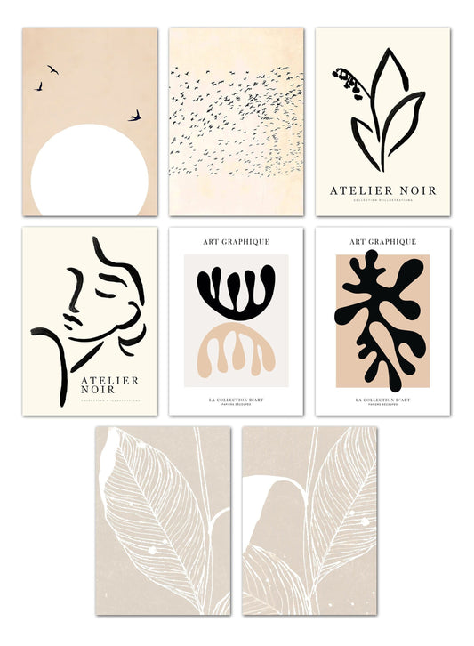 Poster Boho Abstrakt Pflanzen · Bilder Wohnzimmer | Wandbilder Schlafzimmer | Deko Print ohne Rahmen | Bilder  Kunstdruck