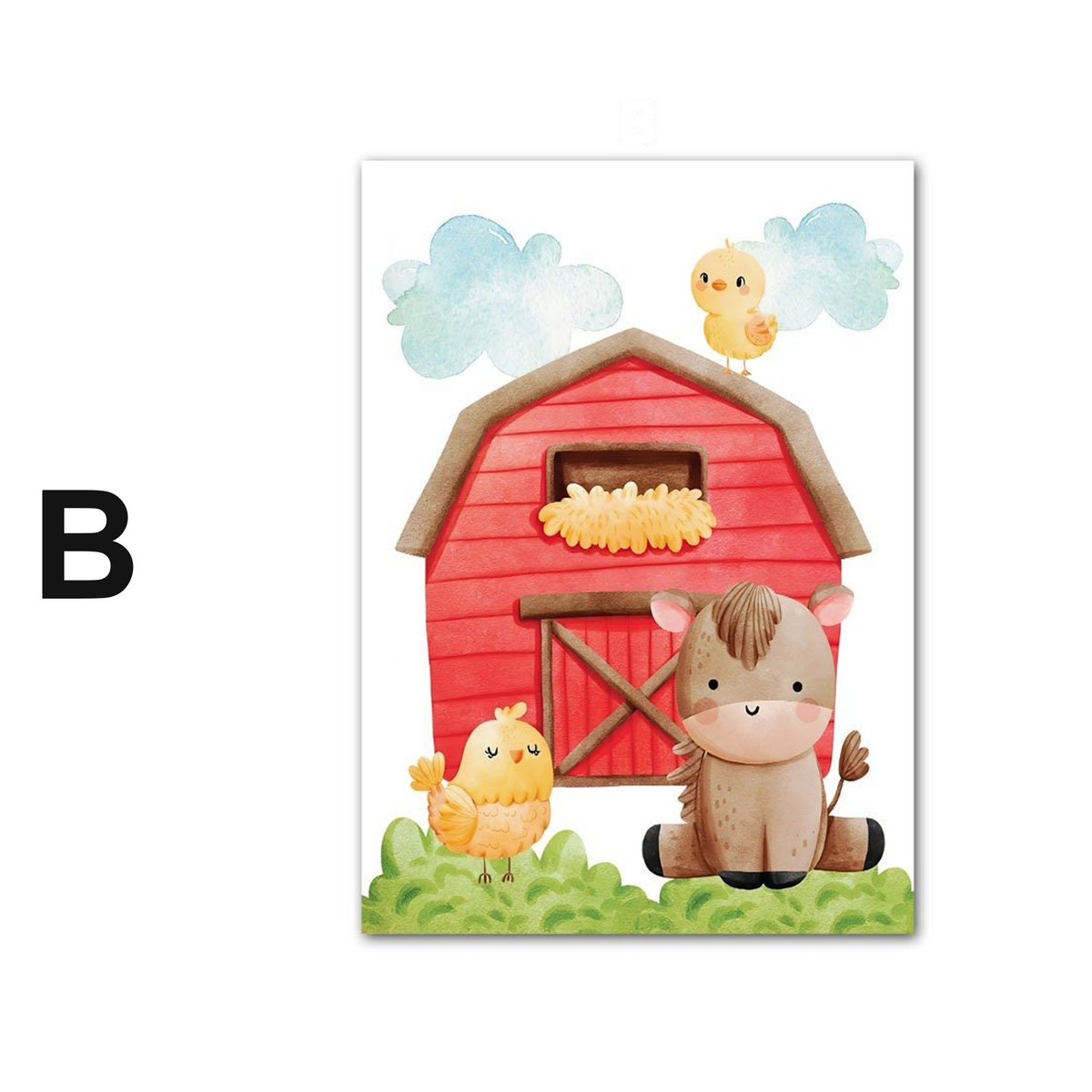 Poster Kinderzimmer Bauernhof süße Tiere Bauer Vogelscheuche · Kinderzimmer Bilder · Wand Deko · Kunst Druck · Deko Print · ohne Rahmen