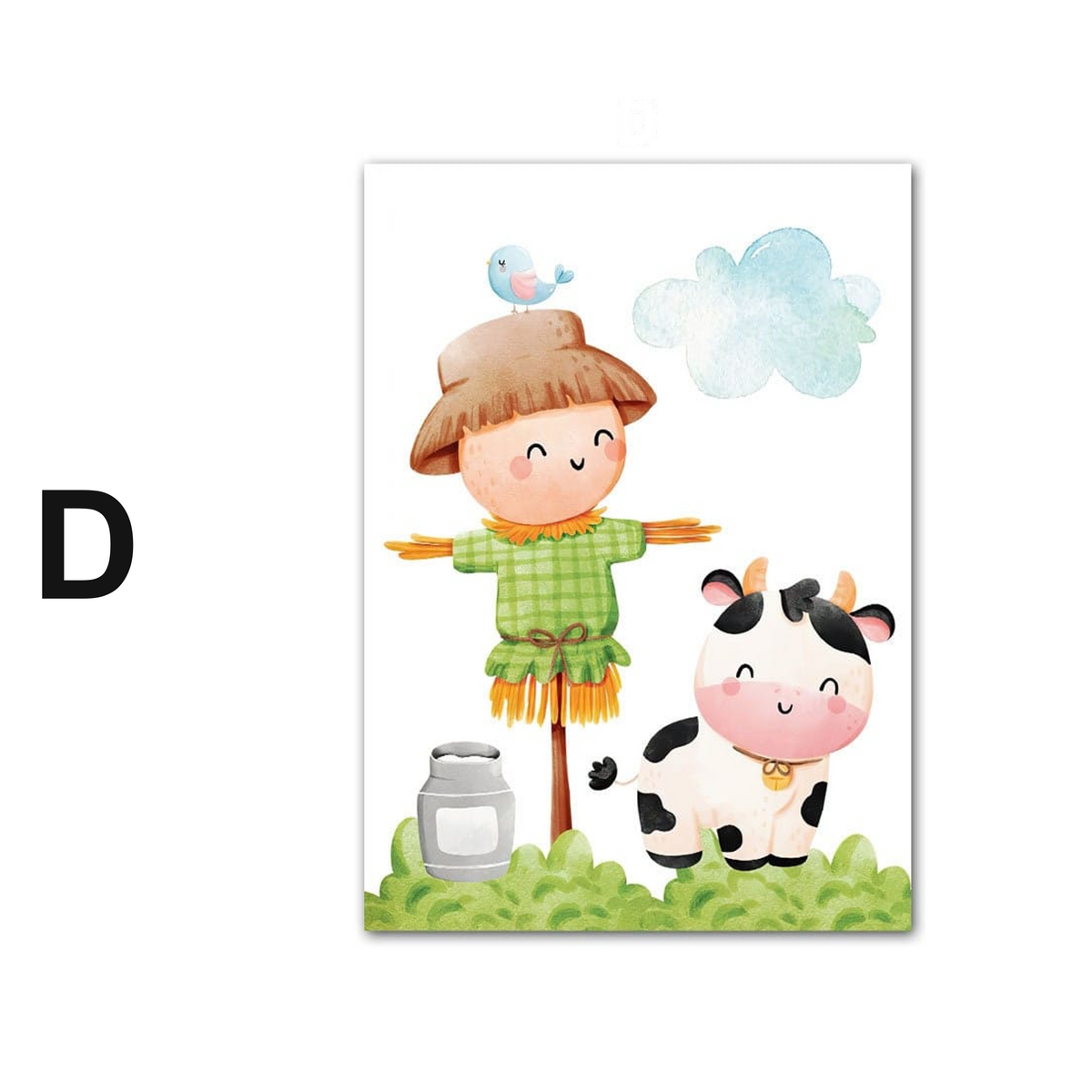 Poster Kinderzimmer Bauernhof süße Tiere Bauer Vogelscheuche · Kinderzimmer Bilder · Wand Deko · Kunst Druck · Deko Print · ohne Rahmen