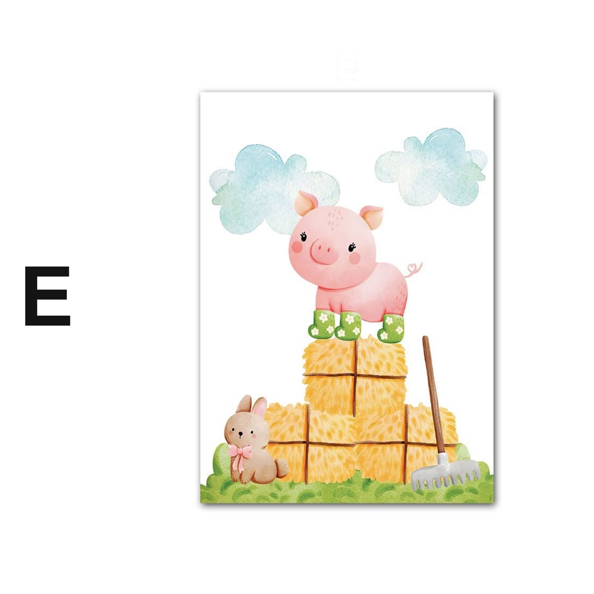 Poster Kinderzimmer Bauernhof süße Tiere Bauer Vogelscheuche · Kinderzimmer Bilder · Wand Deko · Kunst Druck · Deko Print · ohne Rahmen