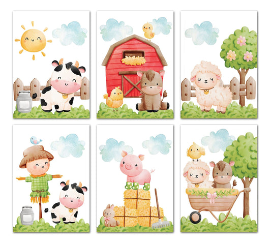 Poster Kinderzimmer Bauernhof süße Tiere Bauer Vogelscheuche · Kinderzimmer Bilder · Wand Deko · Kunst Druck · Deko Print · ohne Rahmen