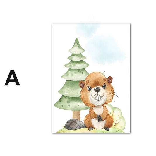 Poster Kinderzimmer Waldtiere Bäume · Kinderzimmer Bilder · Wand Deko · Kunst Druck · Deko Print · ohne Rahmen