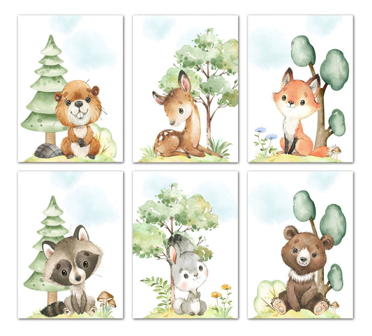 Poster Kinderzimmer Waldtiere Bäume · Kinderzimmer Bilder · Wand Deko · Kunst Druck · Deko Print · ohne Rahmen