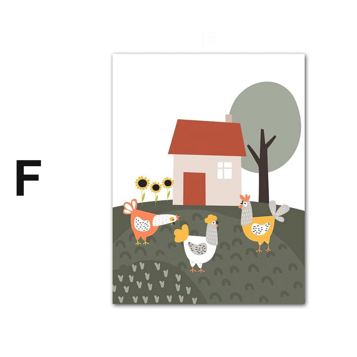 Poster Kinderzimmer Bauernhof Bauer Tiere Kuh Schwein Pferd Hahn · Kinderzimmer Bilder · Wand Deko · Kunst Druck · Deko Print · ohne Rahmen