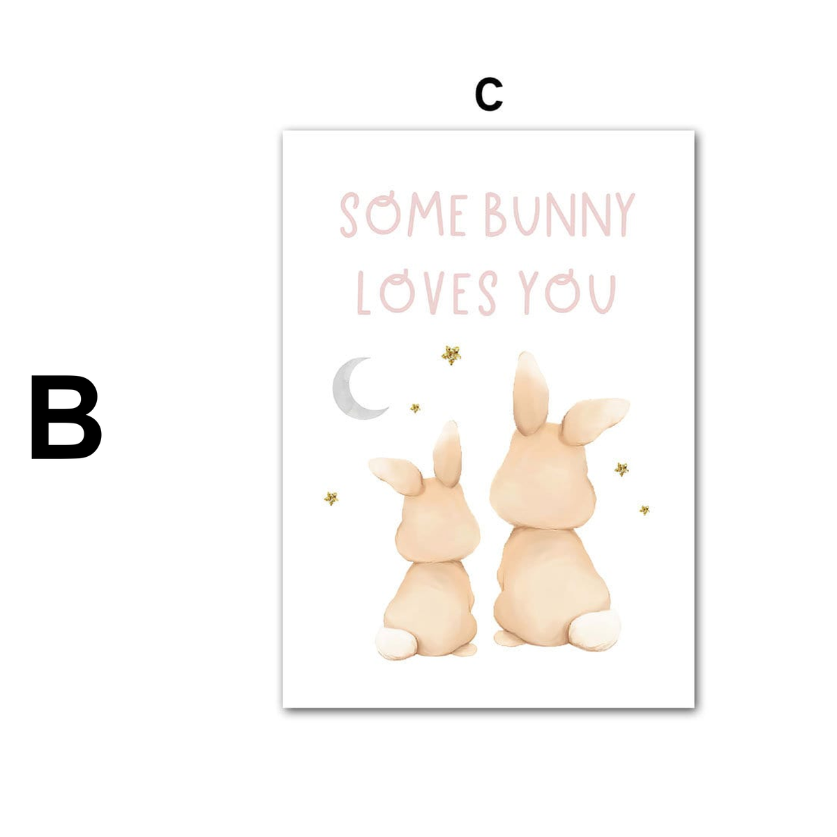 Poster Kinderzimmer Regenbogen Hase Name Personalisiert Rosa · Kinderzimmer Bilder · Wand Deko · Kunst Druck · Deko Print · ohne Rahmen