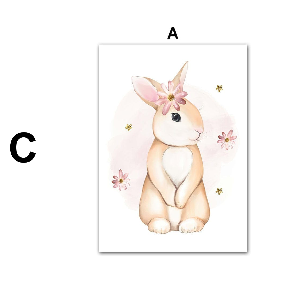 Poster Kinderzimmer Regenbogen Hase Name Personalisiert Rosa · Kinderzimmer Bilder · Wand Deko · Kunst Druck · Deko Print · ohne Rahmen