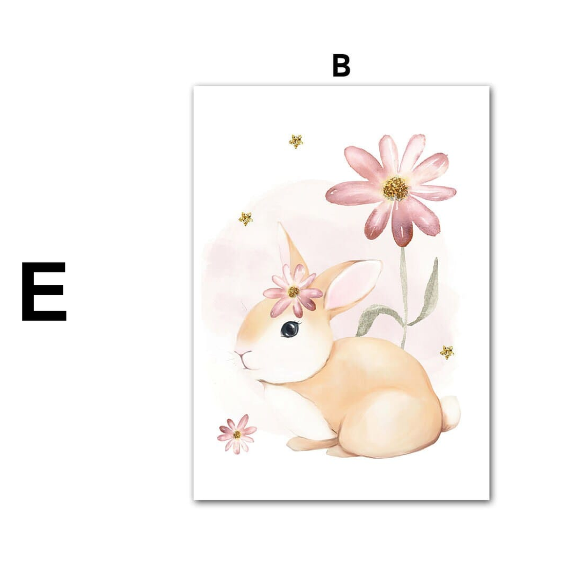 Poster Kinderzimmer Regenbogen Hase Name Personalisiert Rosa · Kinderzimmer Bilder · Wand Deko · Kunst Druck · Deko Print · ohne Rahmen