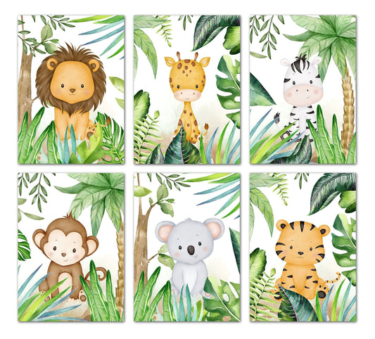 Poster Kinderzimmer Jungle Tiere Bäume · Kinderzimmer Bilder · Wand Deko · Kunst Druck · Deko Print · ohne Rahmen