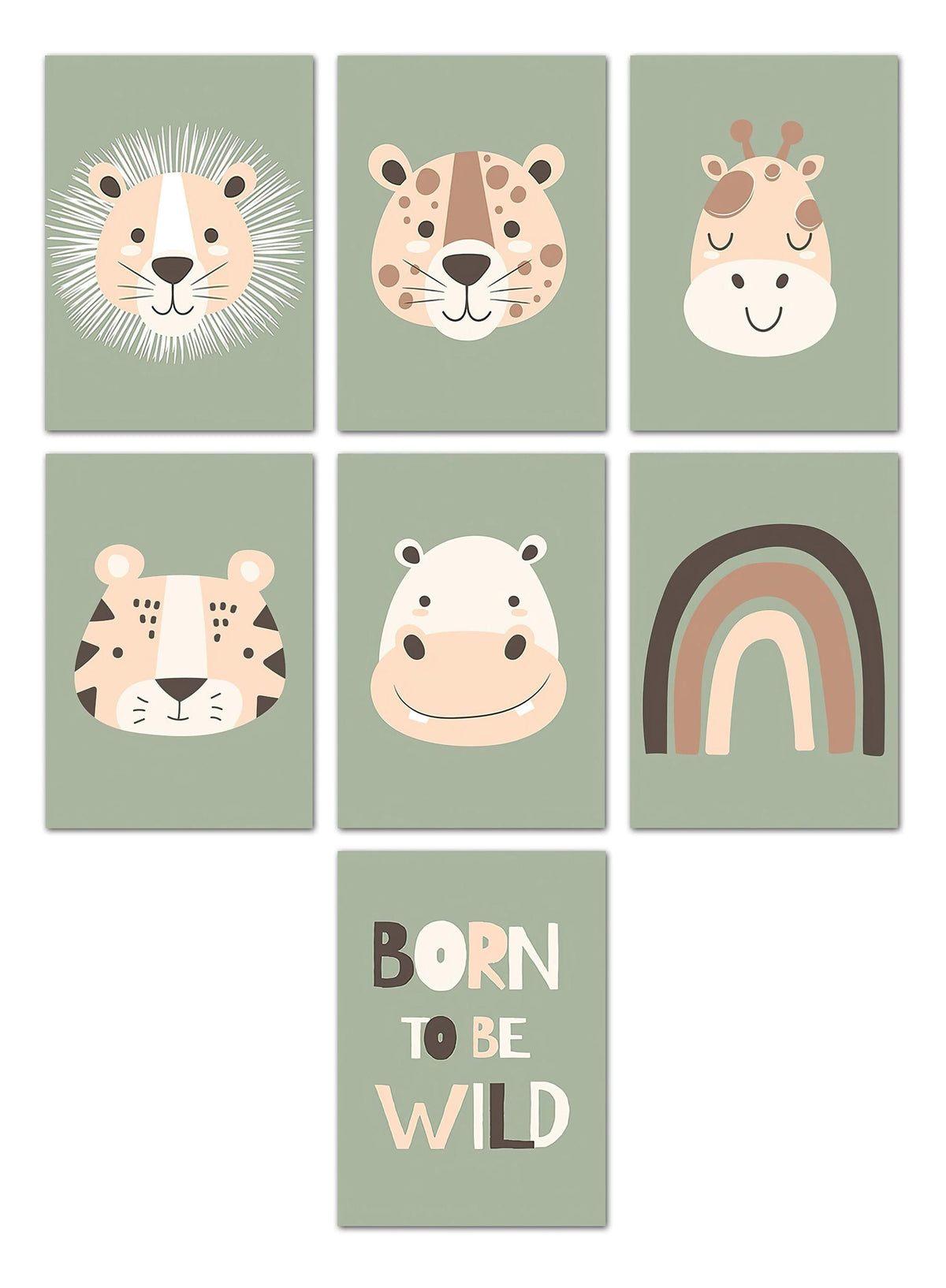 Poster Kinderzimmer Dschungel Tiere · Kinderzimmer Bilder · Wand Deko · Kunst Druck · Deko Print · ohne Rahmen
