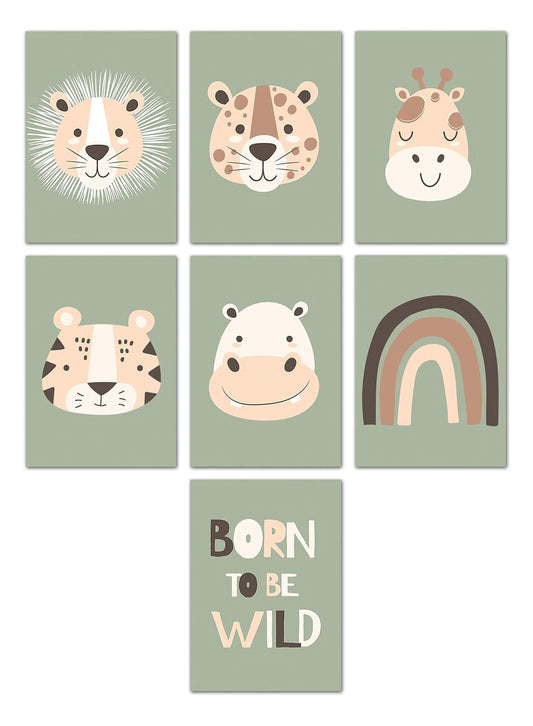 Poster Kinderzimmer Dschungel Tiere · Kinderzimmer Bilder · Wand Deko · Kunst Druck · Deko Print · ohne Rahmen