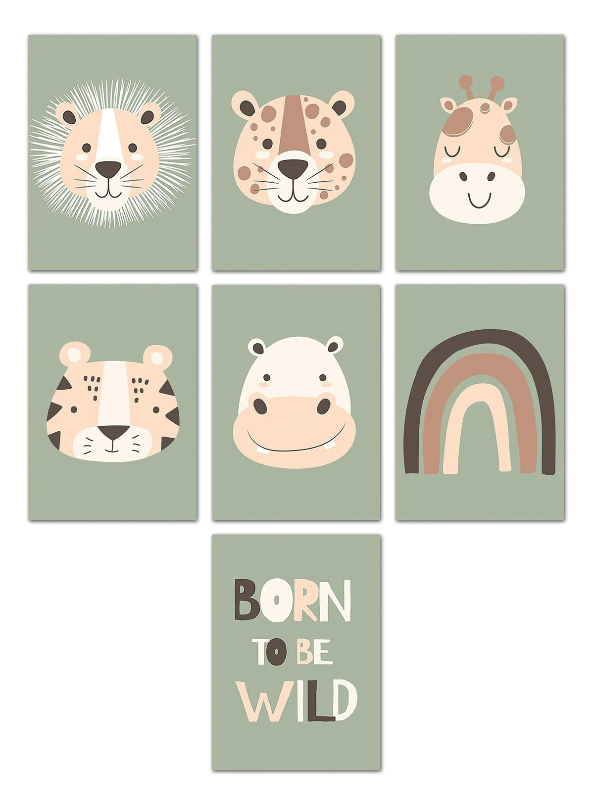 Poster Kinderzimmer Dschungel Tiere · Kinderzimmer Bilder · Wand Deko · Kunst Druck · Deko Print · ohne Rahmen