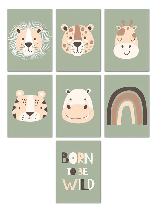 Poster Kinderzimmer Dschungel Tiere · Kinderzimmer Bilder · Wand Deko · Kunst Druck · Deko Print · ohne Rahmen