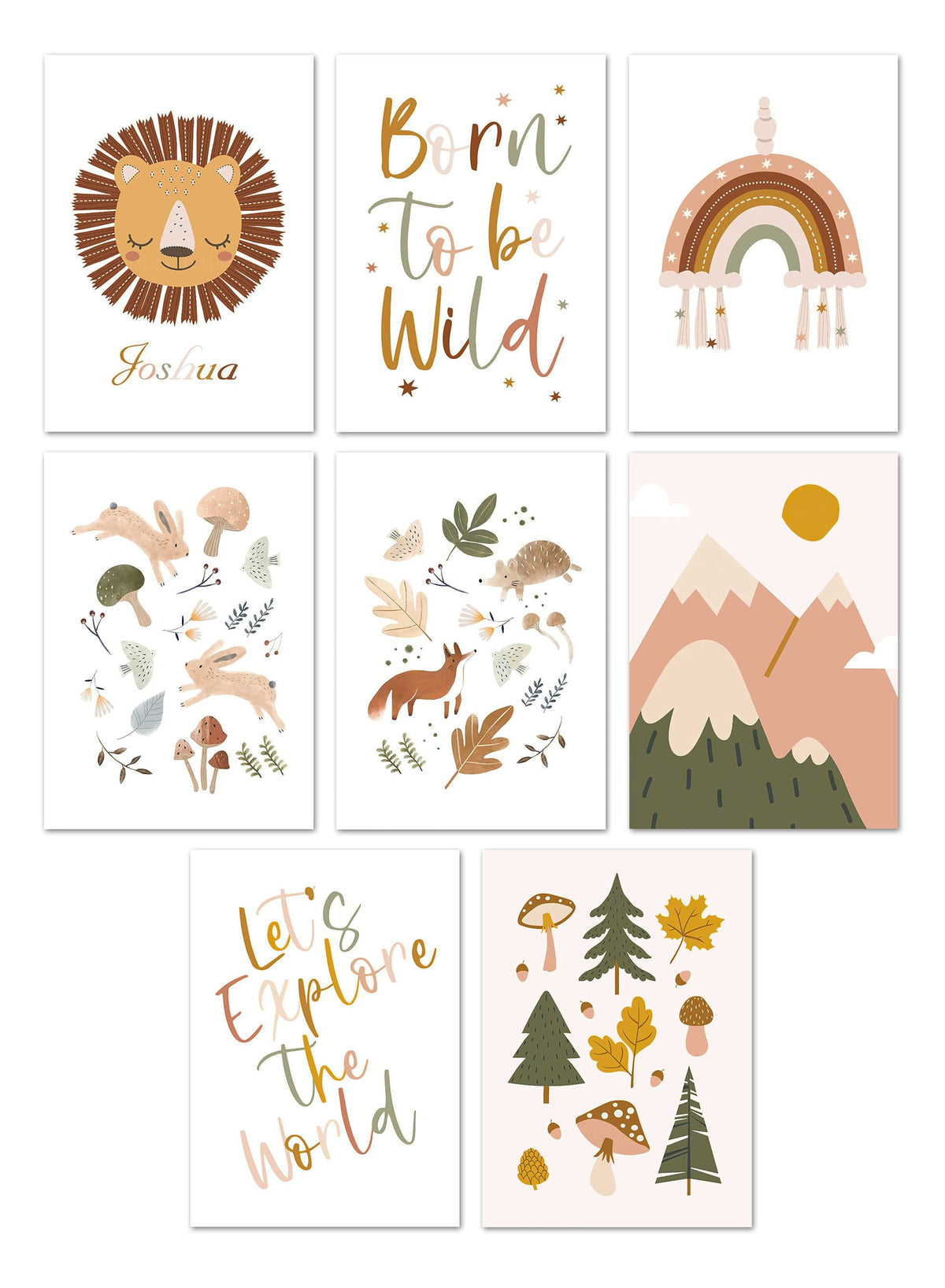Poster Kinderzimmer Wald Berge Abenteuer · Name Personalisiert · Kinderzimmer Bilder · Wand Deko · Kunst Druck · Deko Print · ohne Rahmen