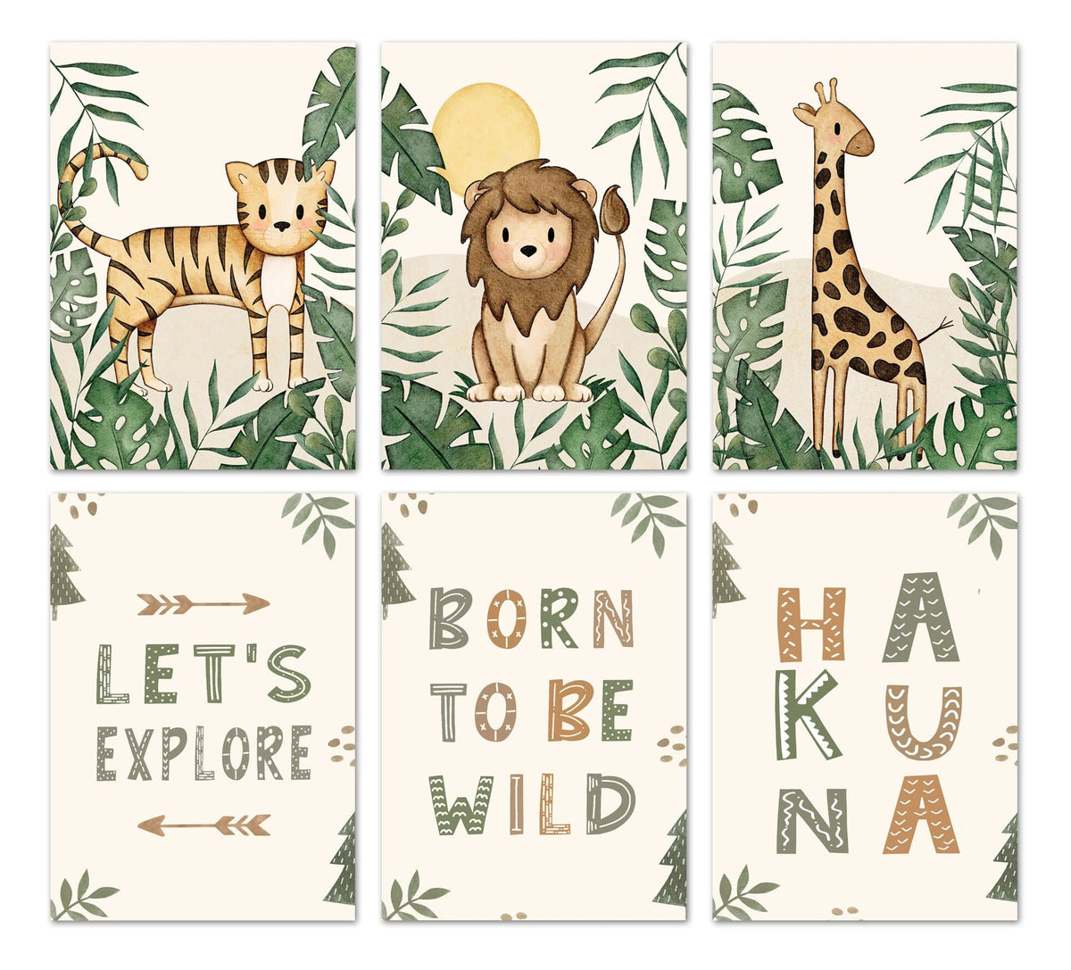 Poster Kinderzimmer Dschungel Tiere Abenteuer · Kinderzimmer Bilder · Wand Deko · Kunst Druck · Deko Print · ohne Rahmen